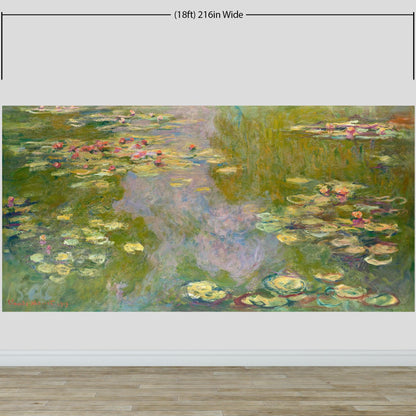 Monet Painting, Water Lilies (From 1919). Peel and Stick Wallpaper Wall Mural. #6333