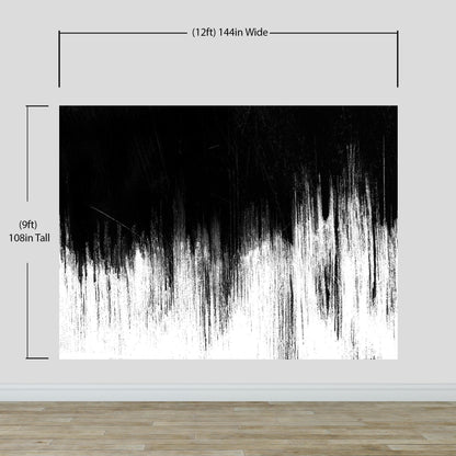 Black and White Grunge Line Art Wall Mural / Peel and Stick Wallpaper. #6336