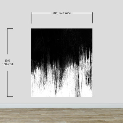 Black and White Grunge Line Art Wall Mural / Peel and Stick Wallpaper. #6336