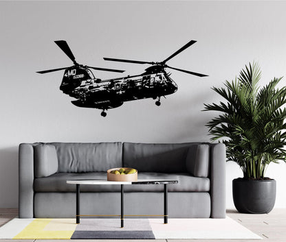 Military Marine CH46 Sea Knight Helicopter Wall Decal. #6340