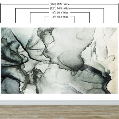 Abstract Black and White Fluid Alcohol Ink Painting Wall Mural. Peel and Stick Wallpaper. #6341