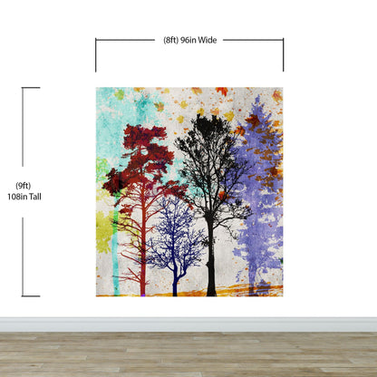 Forest Trees Wall Mural. Abstract Color Print. Peel and Stick Wallpaper / Removable Wall Mural. #6342