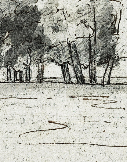 Forest Trees Wallpaper Peel and Stick Mural, Grove of Trees Drawing by Camille Pissarro. #6344