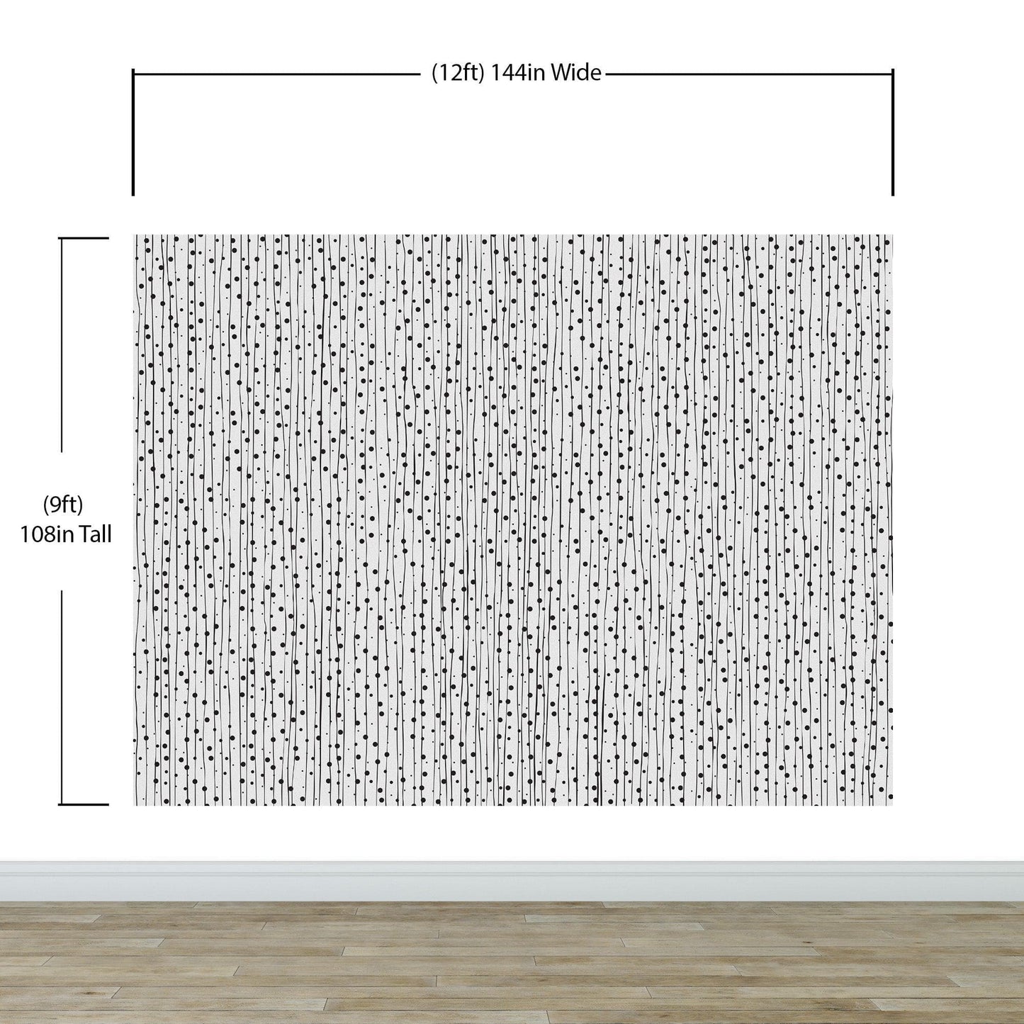 Stylish Hand-drawn Thin Vertical Lines and Dots Wall Mural Pattern. Peel and Stick Wallpaper. #6346