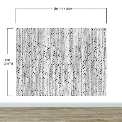 Stylish Hand-drawn Thin Vertical Lines and Dots Wall Mural Pattern. Peel and Stick Wallpaper. #6346