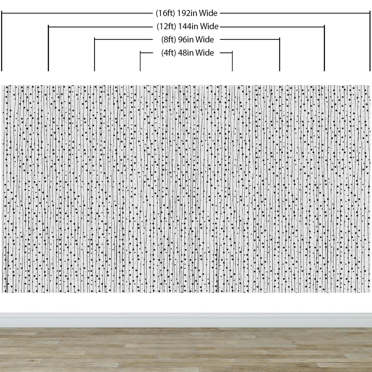 Stylish Hand-drawn Thin Vertical Lines and Dots Wall Mural Pattern. Peel and Stick Wallpaper. #6346