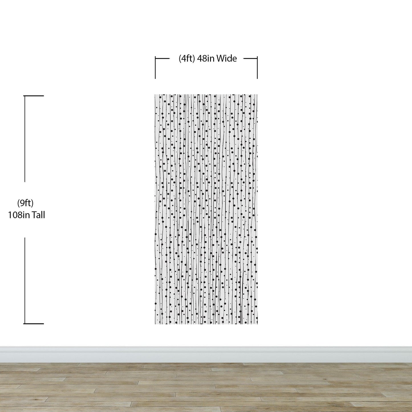 Stylish Hand-drawn Thin Vertical Lines and Dots Wall Mural Pattern. Peel and Stick Wallpaper. #6346