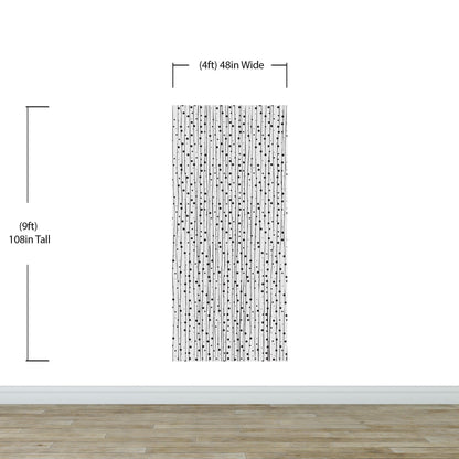 Stylish Hand-drawn Thin Vertical Lines and Dots Wall Mural Pattern. Peel and Stick Wallpaper. #6346