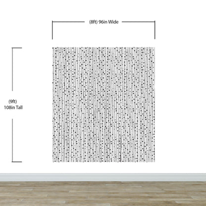 Stylish Hand-drawn Thin Vertical Lines and Dots Wall Mural Pattern. Peel and Stick Wallpaper. #6346