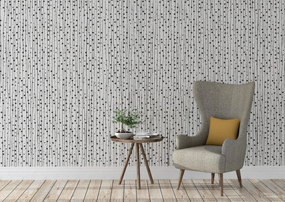 Stylish Hand-drawn Thin Vertical Lines and Dots Wall Mural Pattern. Peel and Stick Wallpaper. #6346