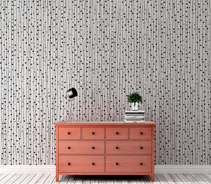 Stylish Hand-drawn Thin Vertical Lines and Dots Wall Mural Pattern. Peel and Stick Wallpaper. #6346