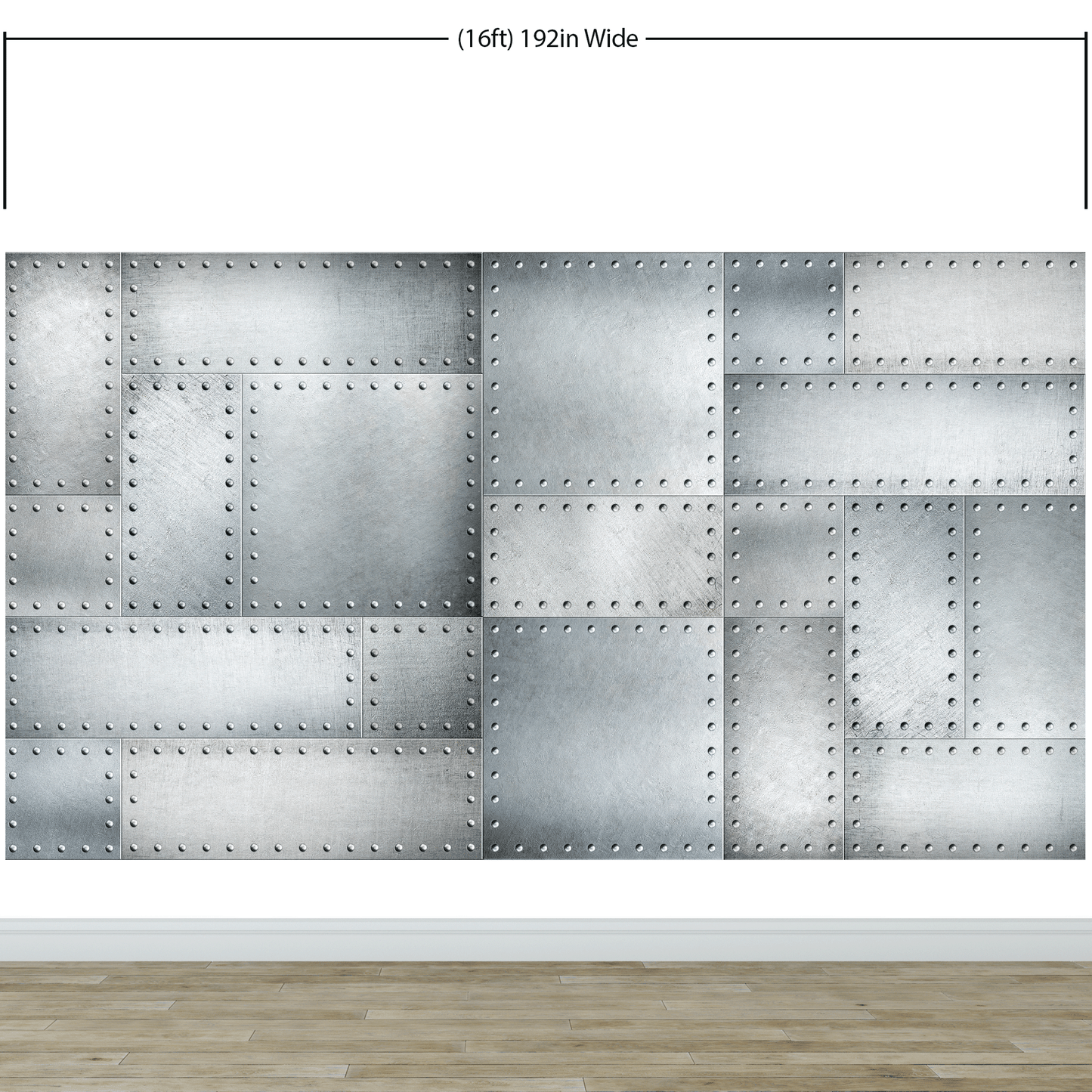 Stainless Steel Metal Grunge Design Wall Mural. Industrial Theme Peel and Stick Wallpaper. #6350