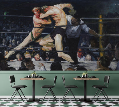 Boxing Match Painting Artwork Wall Mural. Stag at Sharkey's (1909) painting by George Wesley Bellows. #6353