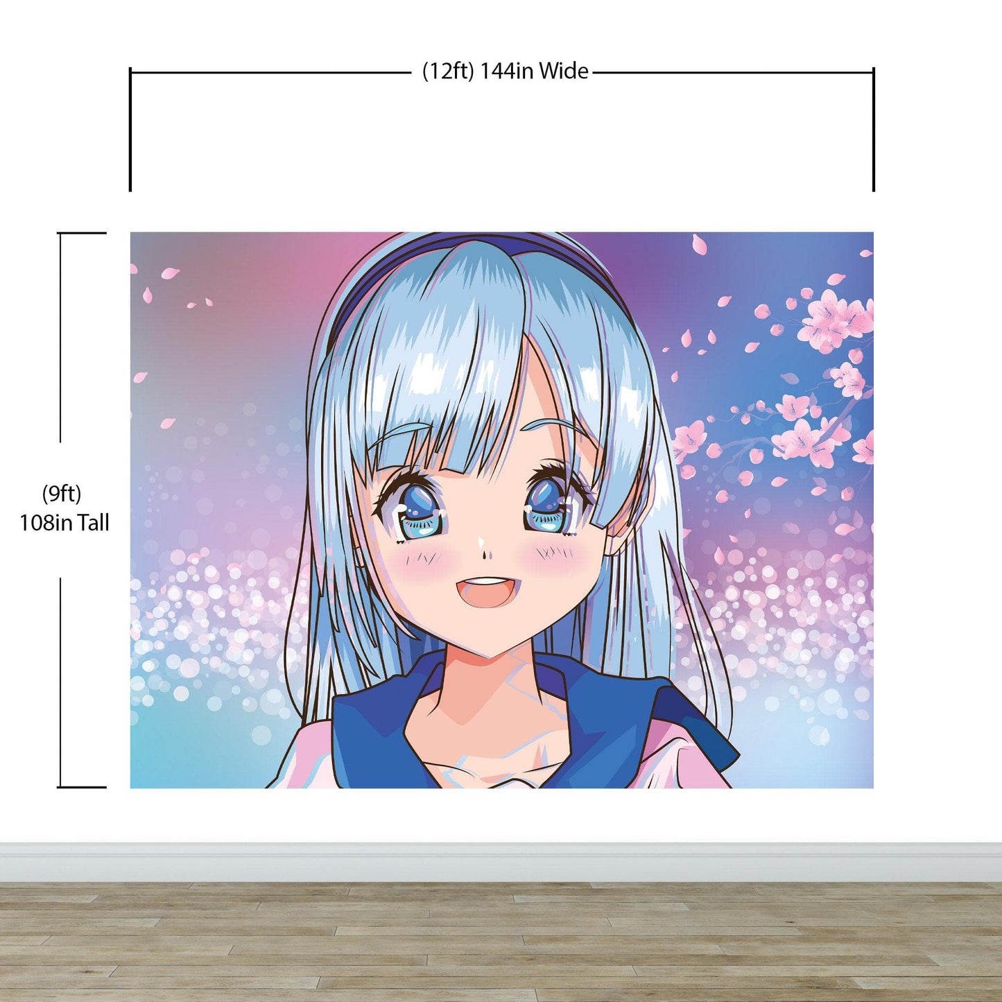 Cute Girl Anime Wall Mural. Japanese Style Animation Design. #6360