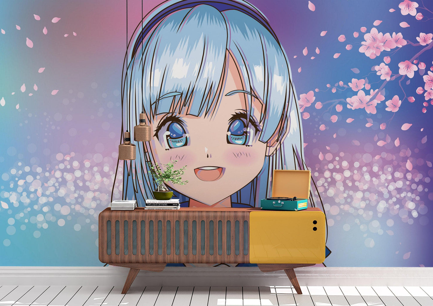 Cute Girl Anime Wall Mural. Japanese Style Animation Design. #6360