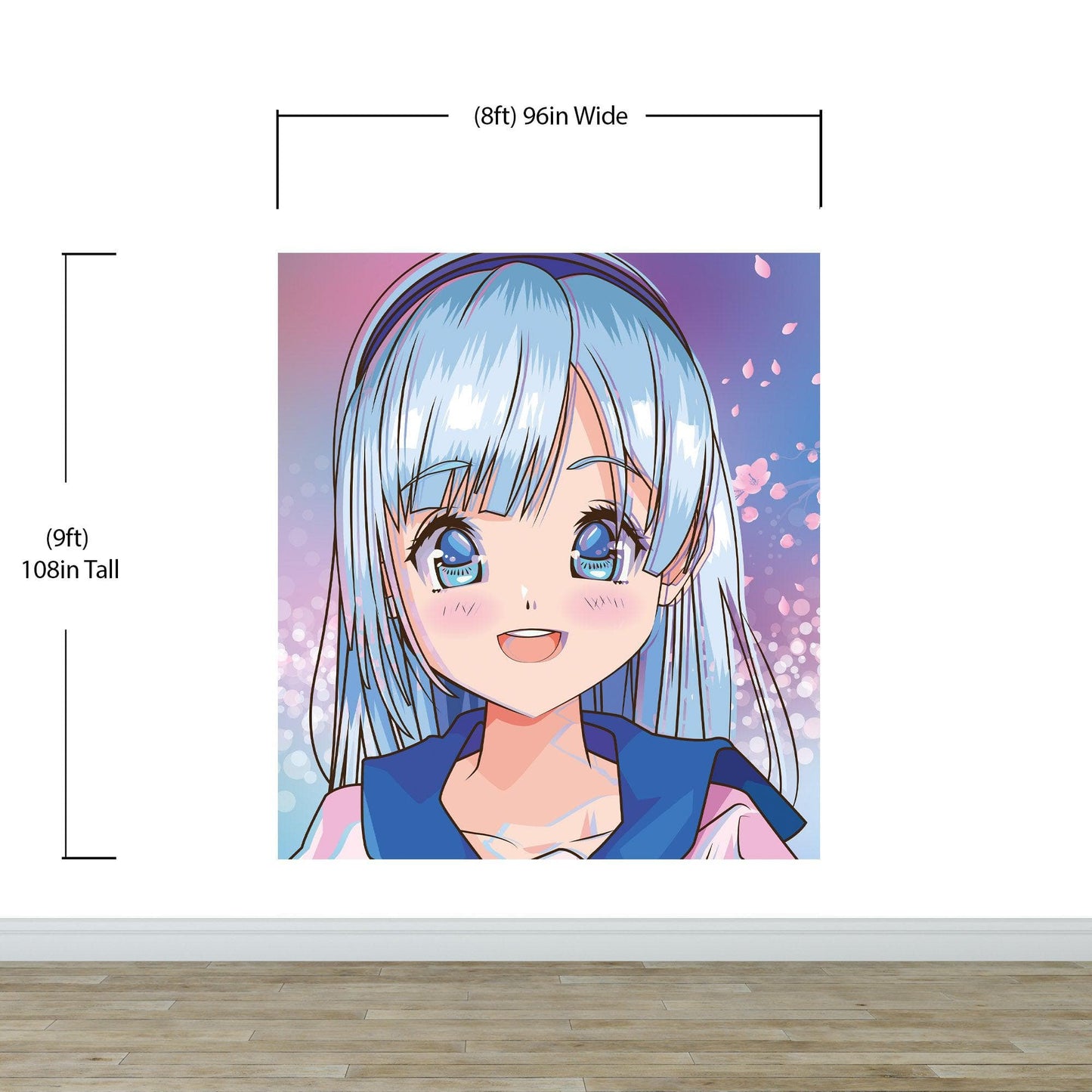 Cute Girl Anime Wall Mural. Japanese Style Animation Design. #6360