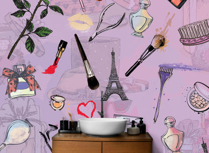 Fashionable Makeup Cosmetic Beauty Room Decor Wall Mural. #6362