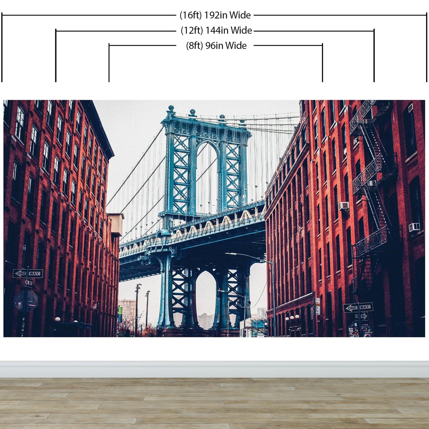 New York City Wall Mural Peel and Stick Wallpaper. Vintage Dumbo NYC. Brooklyn NY Landscape Wallpaper. #6369