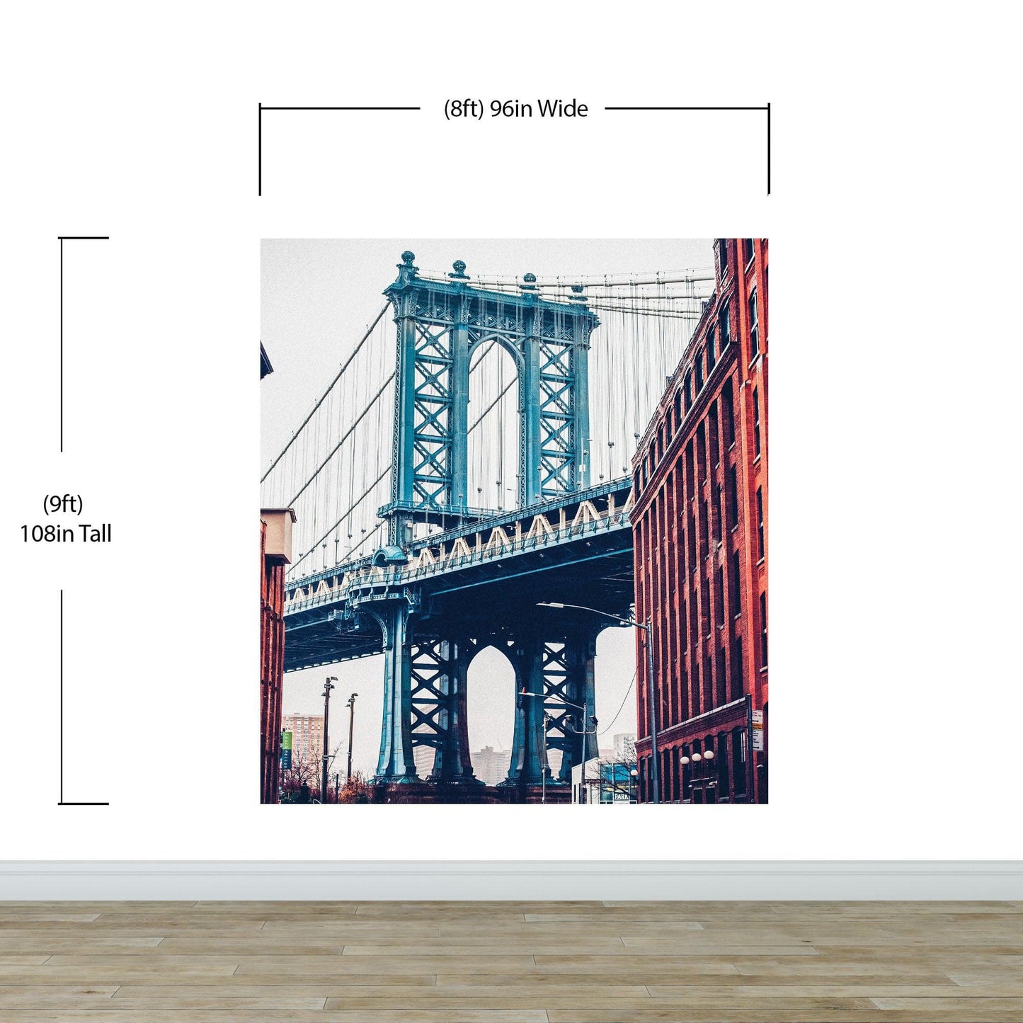 New York City Wall Mural Peel and Stick Wallpaper. Vintage Dumbo NYC. Brooklyn NY Landscape Wallpaper. #6369