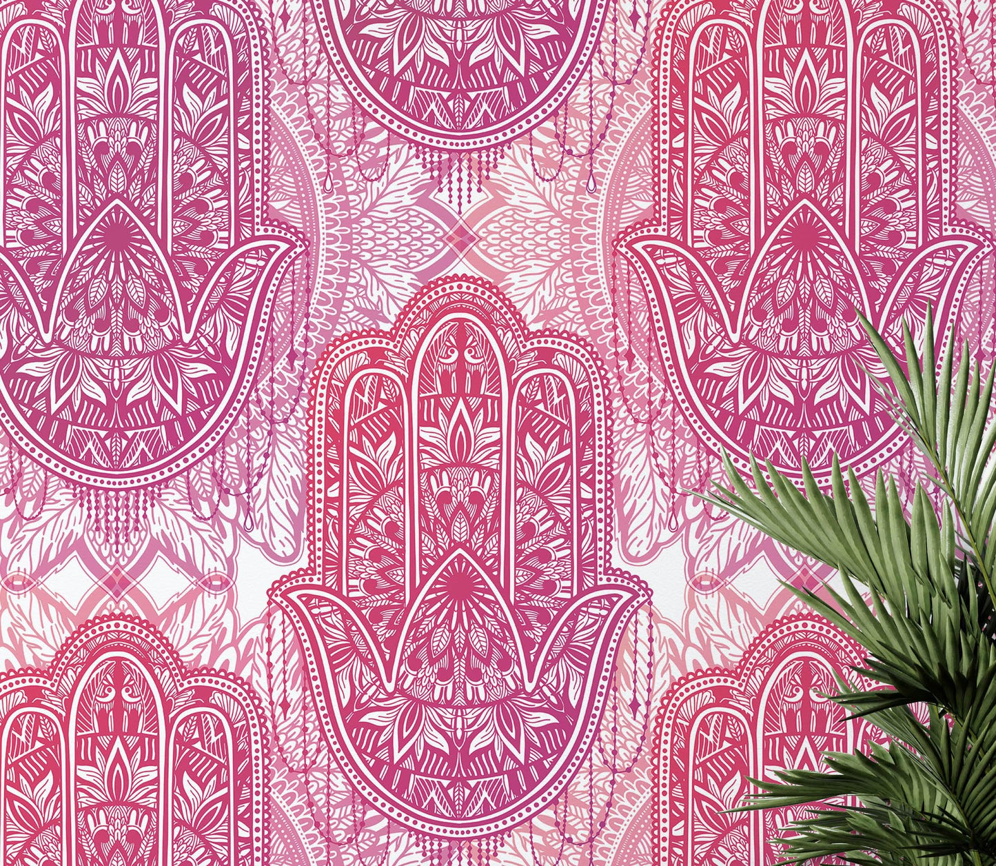 Large Floral Mandala Wall Art Wallpaper. Pink and Purple Ornament Design Peel and Stick Wall Mural. #6384