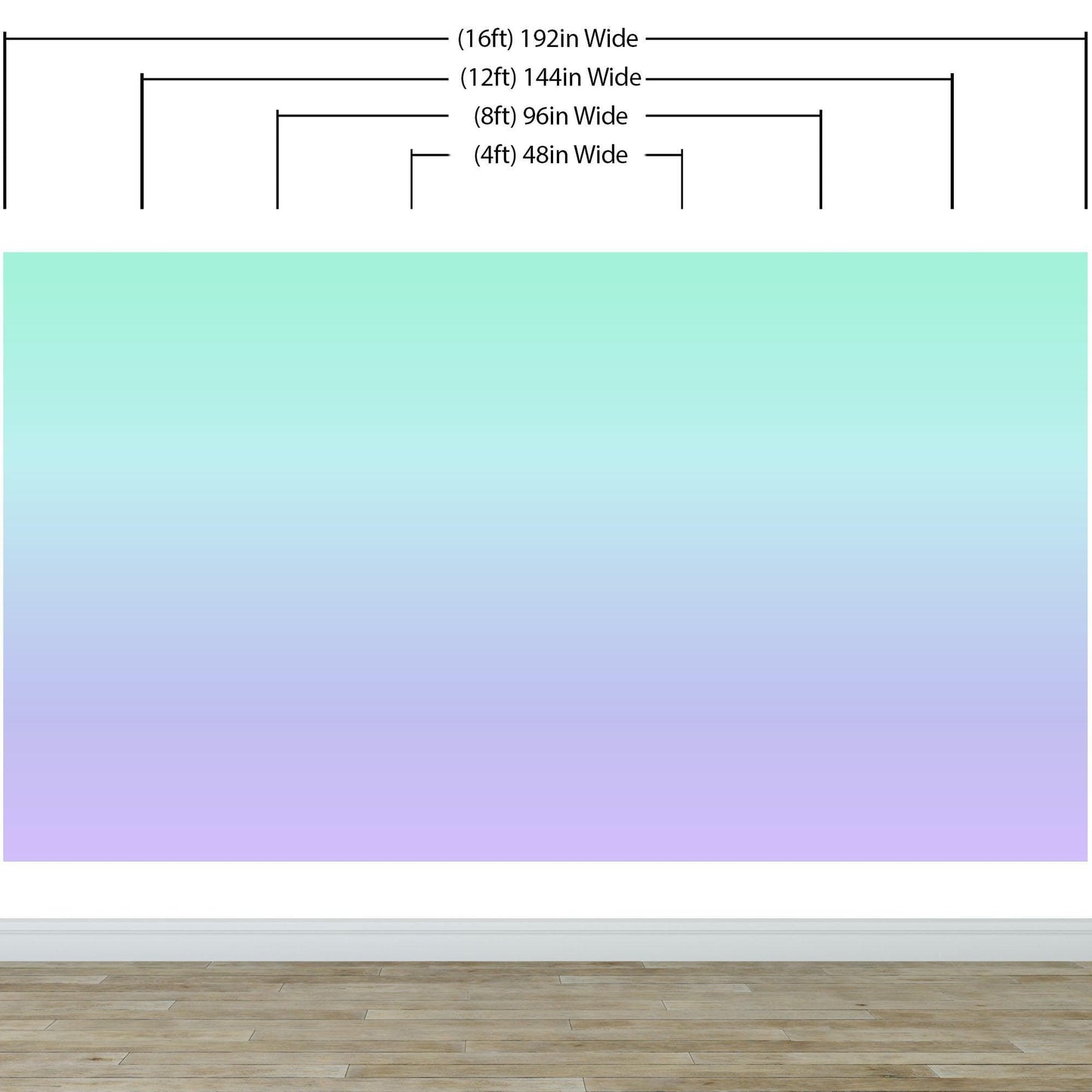 Pastel Color Wall Mural. Turquoise to Plum Purple Gradient Color Blend Design Wallpaper. #6385