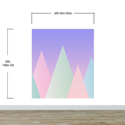 Geometric Triangular Mountain Wall Mural. Pastel Color Peel and Stick Wallpaper. #6388