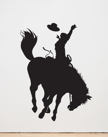 Bucking Cowboy Rider Wall Decal Sticker. Western Country Rodeo Cowboy Theme Decor. #6396