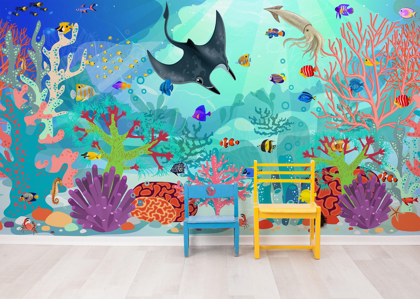 Aquarium Underwater Marine Sea Life Wall Mural. #6397