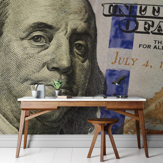 Money Wallpaper. Benjamin Franklin 100 Dollar Bill Wall Mural. #6399