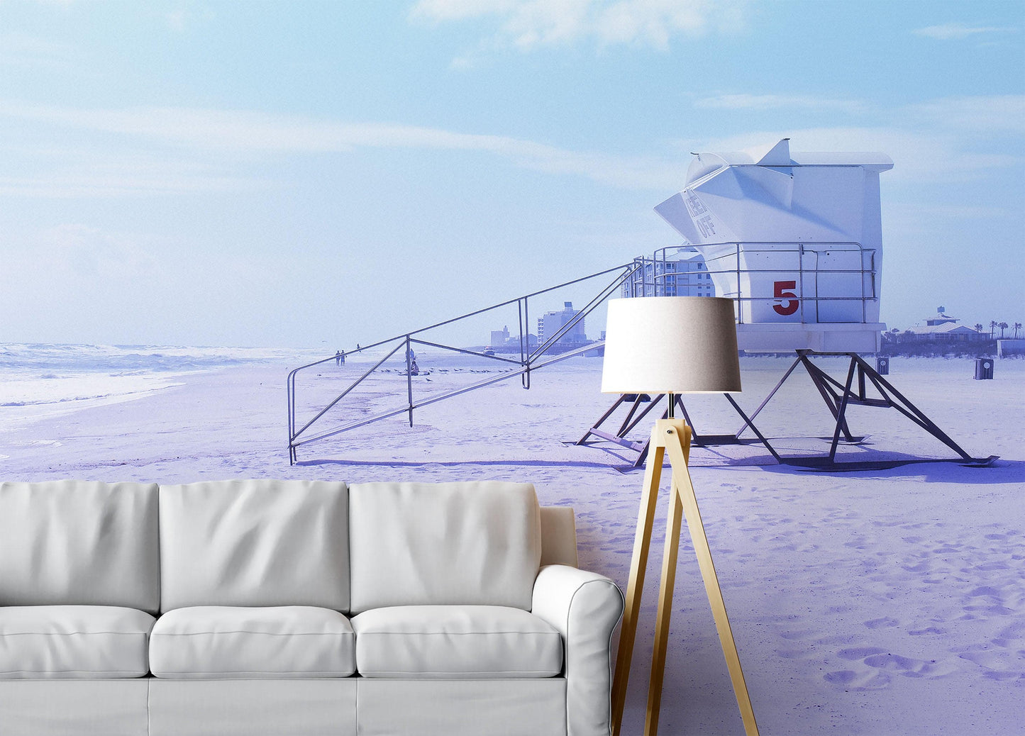 Lifeguard Tower on Pensacola Beach Wall Mural. Pastel Color Theme Peel and Stick Wallpaper. #6415