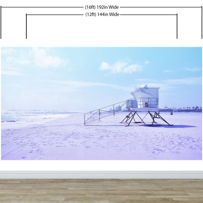 Lifeguard Tower on Pensacola Beach Wall Mural. Pastel Color Theme Peel and Stick Wallpaper. #6415