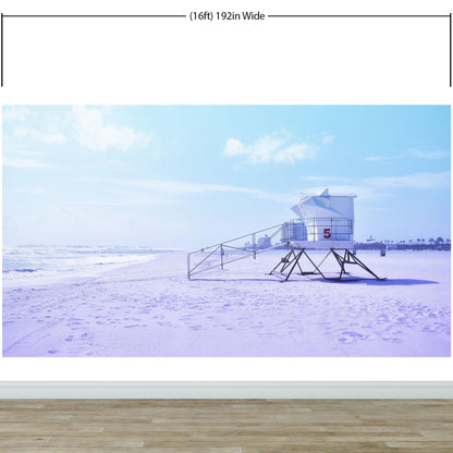 Lifeguard Tower on Pensacola Beach Wall Mural. Pastel Color Theme Peel and Stick Wallpaper. #6415