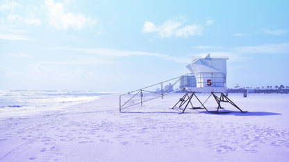 Lifeguard Tower on Pensacola Beach Wall Mural. Pastel Color Theme Peel and Stick Wallpaper. #6415