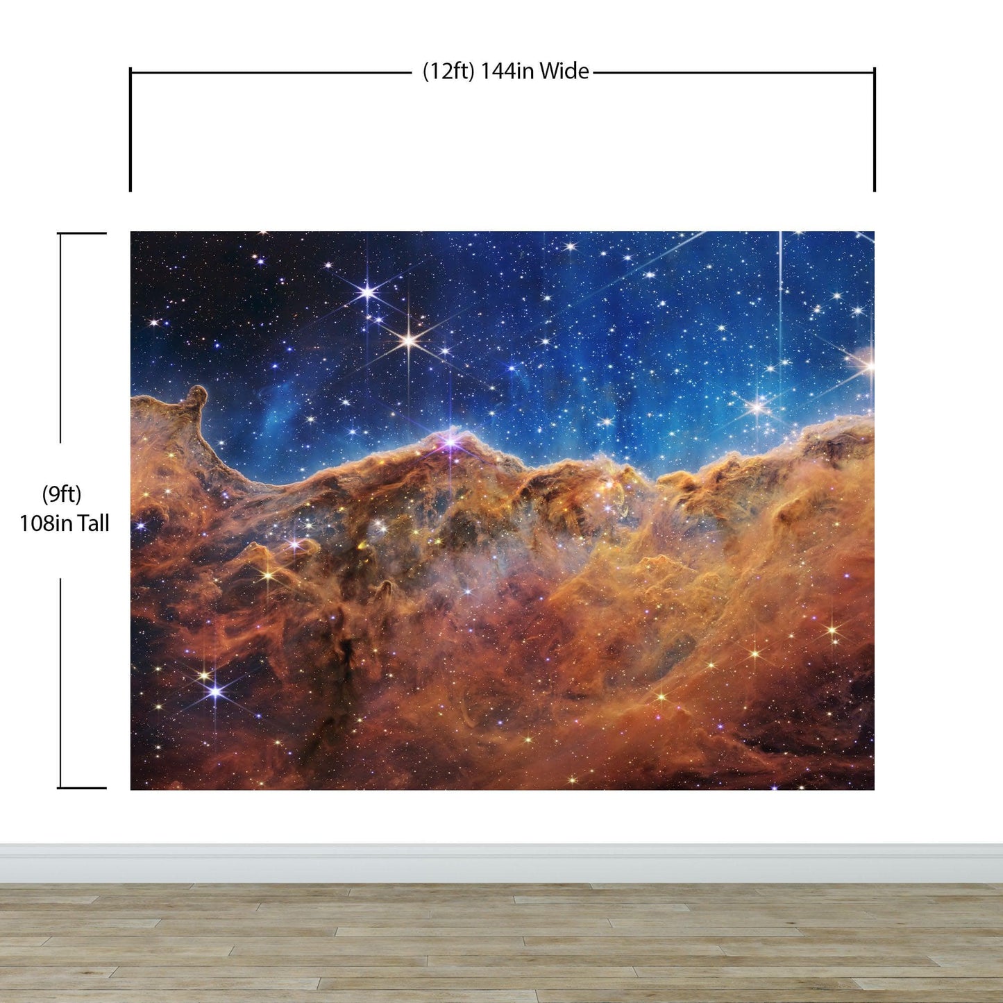 Cosmic Cliffs in the Carina Nebula Photo (NIRCam Image) from NASA, ESA, CSA, STScI. Galaxy Nebula Space Wall Mural | Peel and Stick Wallpaper.  #6421