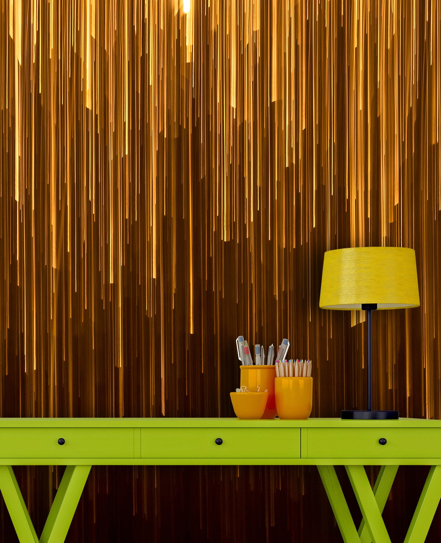 Vertical Streaks of Light Wall Mural. Abstract Glowing Vertical Lines Wallpaper. #6425