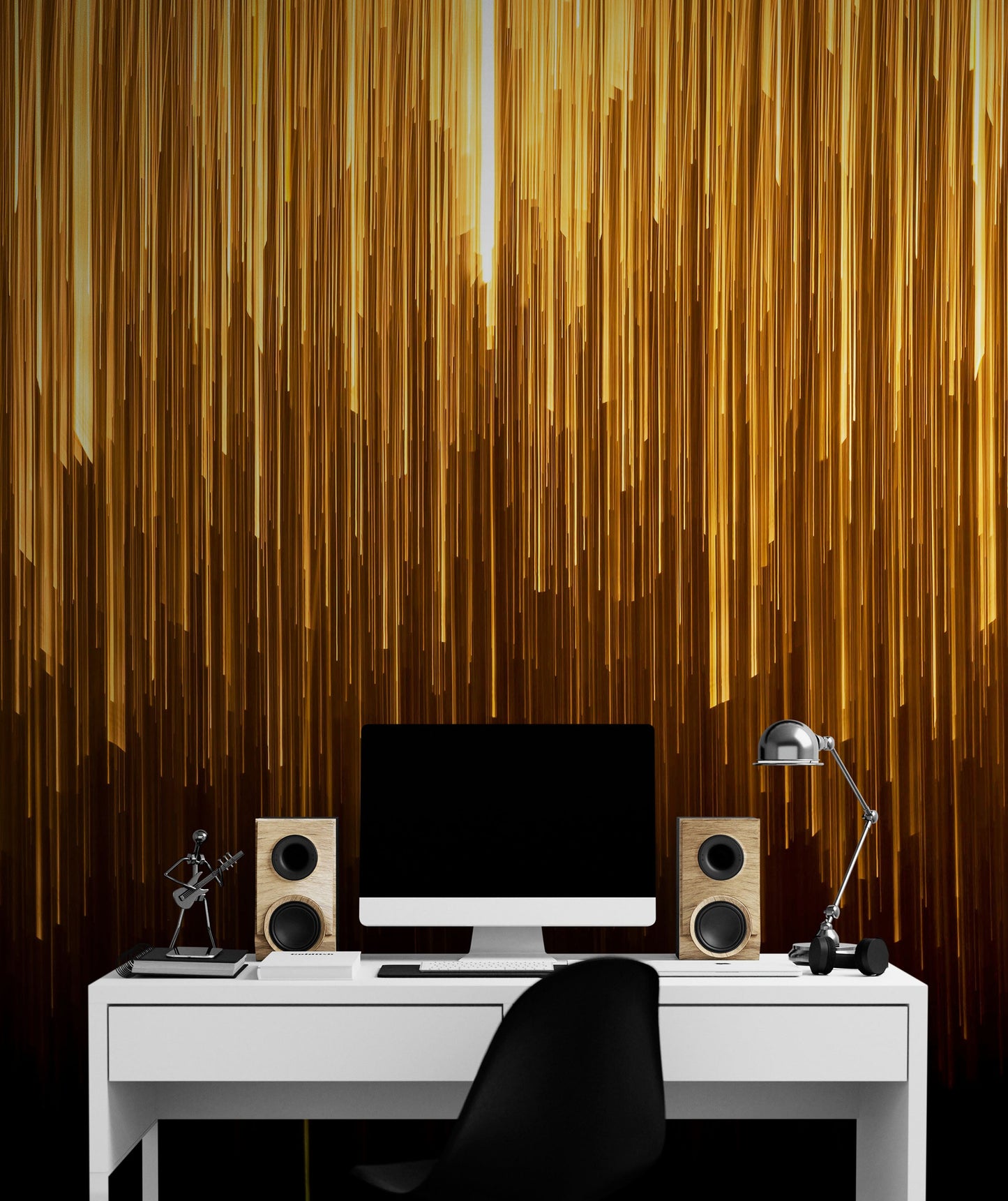 Vertical Streaks of Light Wall Mural. Abstract Glowing Vertical Lines Wallpaper. #6425