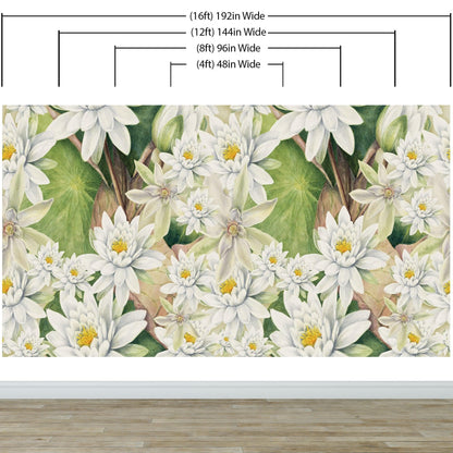 Botanical Flower Wall Mural. Color Pencil Artwork of Flower Garden Peel and Stick Wallpaper. Paradise Botanical Flowers and Leave Black Background. #6426