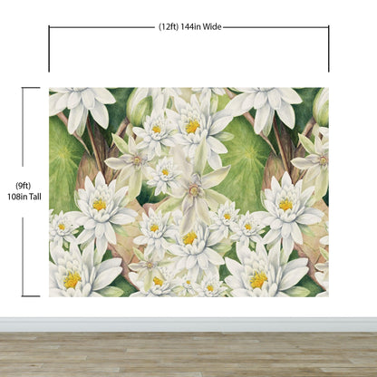 Botanical Flower Wall Mural. Color Pencil Artwork of Flower Garden Peel and Stick Wallpaper. Paradise Botanical Flowers and Leave Black Background. #6426