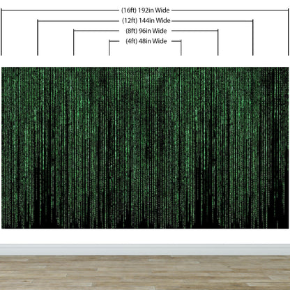 Computer Matrix Style Lines of Code Wall Mural. Science Fiction Decor. #6430