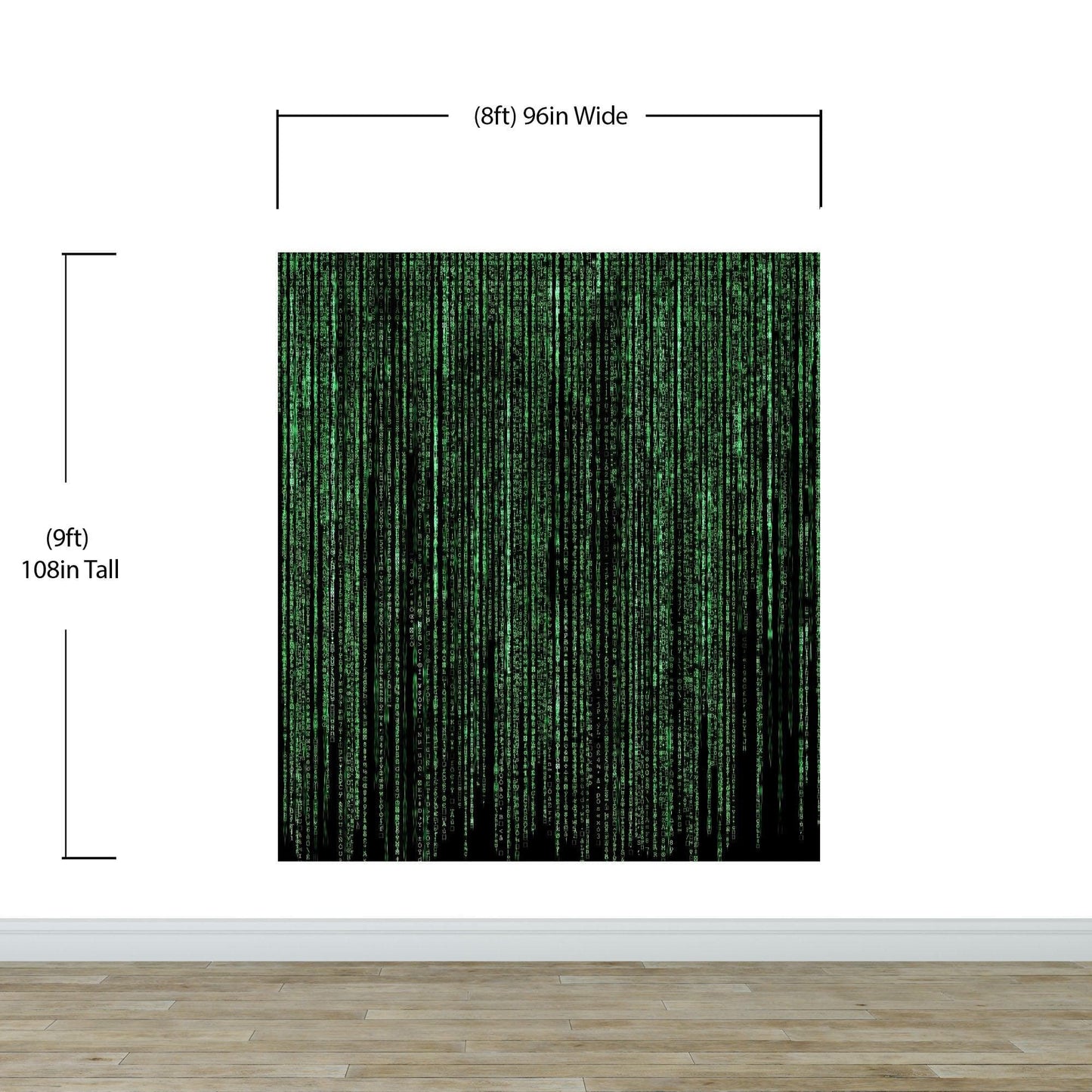 Computer Matrix Style Lines of Code Wall Mural. Science Fiction Decor. #6430