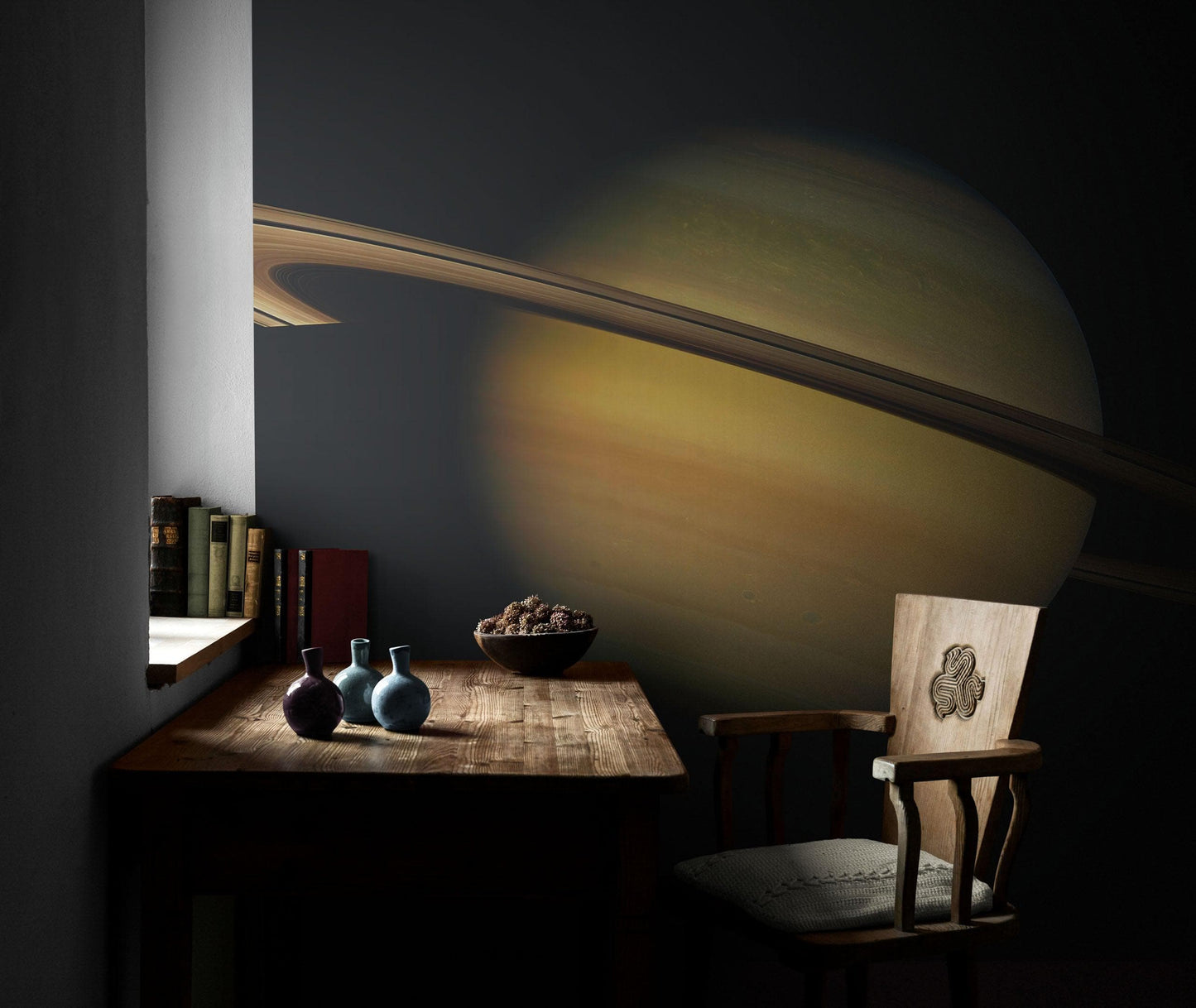 Rings of Saturn Wall Mural. Space theme peel and stick wallpaper. #6432