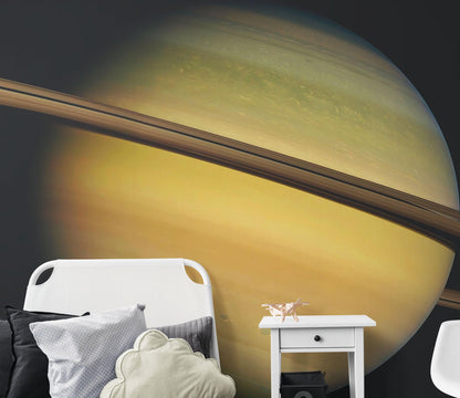 Rings of Saturn Wall Mural. Space theme peel and stick wallpaper. #6432