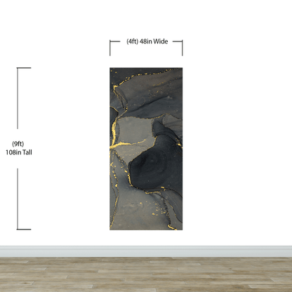 Abstract Black and Gold Agate Marble Stone Pattern Wall Mural. Removable Peel and Stick Wallpaper. #6454