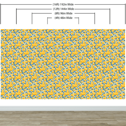 Yellow Floral Flower Background Pattern Wall Mural. #6456