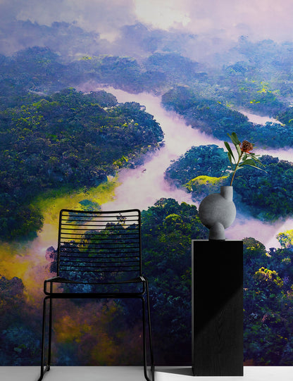 Tropical Rainforest Wall Mural Painting. #6475