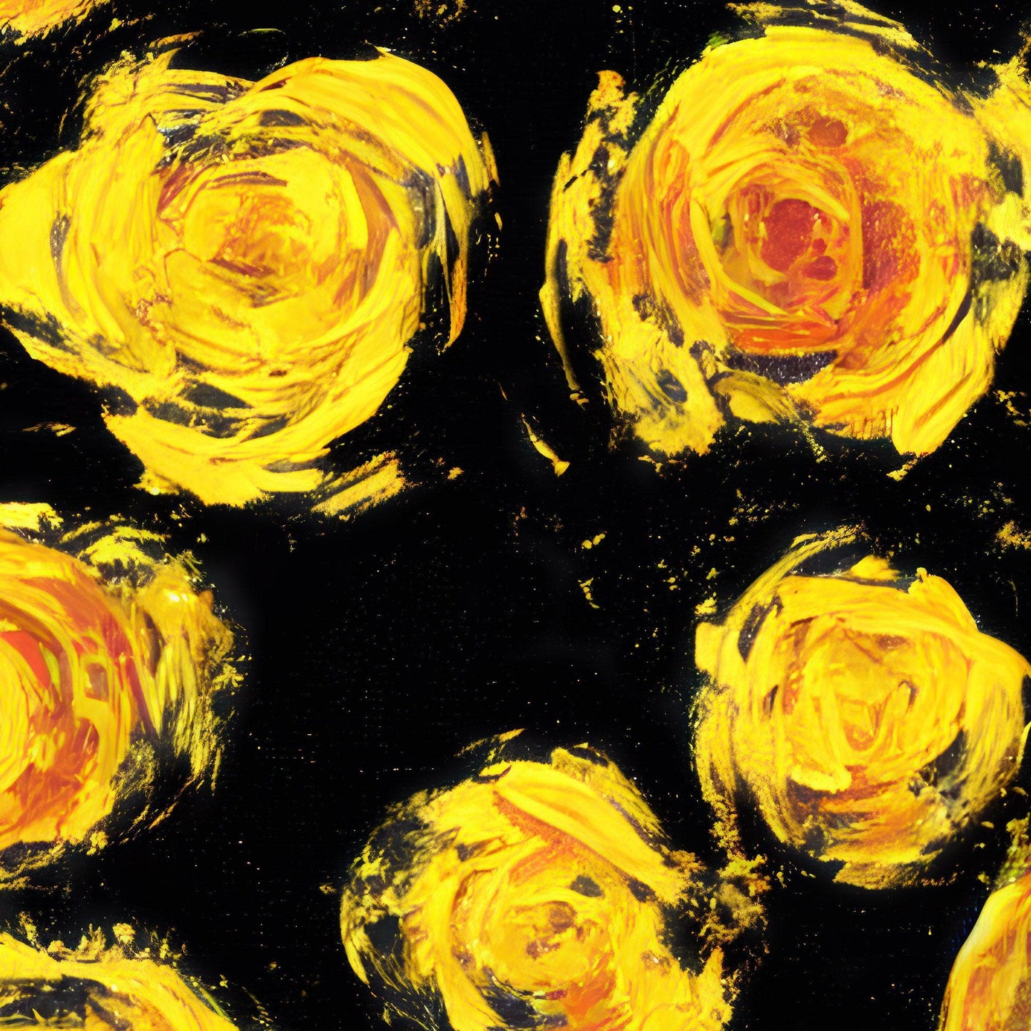 Flower Wallpaper Peel and Stick Wall Mural. Yellow Flowers on Black Background. #6499