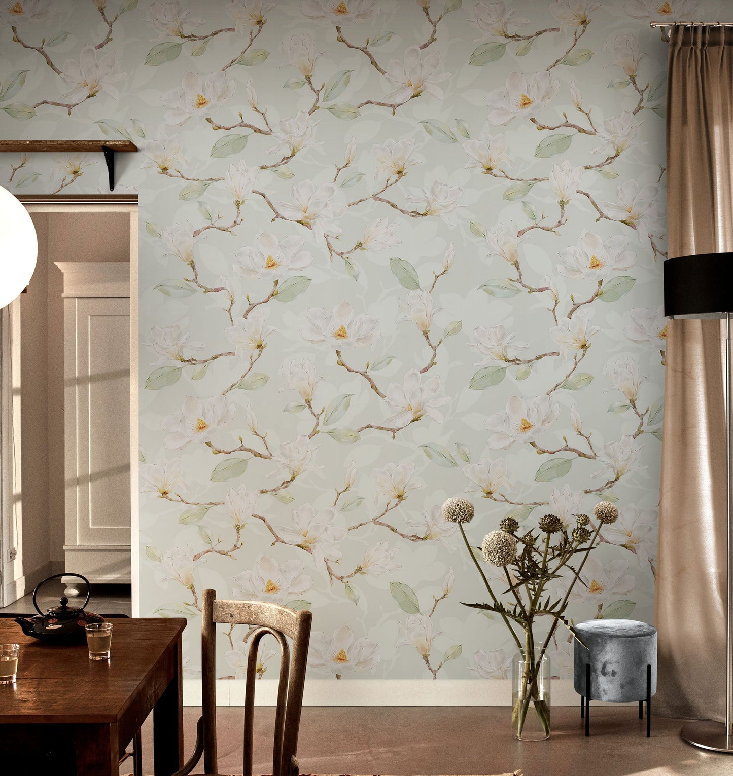 White Magnolia Wall Mural Peel and Stick Wallpaper. #6477