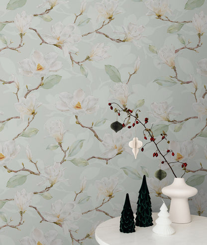 White Magnolia Wall Mural Peel and Stick Wallpaper. #6477