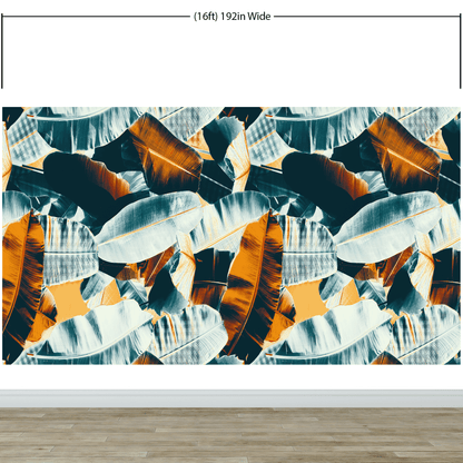 Tropical Leaves Foliage Abstract Wall Mural. Dark Color Patterns. #6479