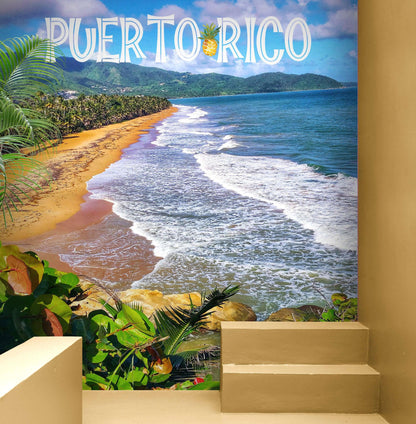 Puerto Rico Beach Wallpaper. Peel and Stick Wall Mural. #6481